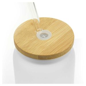 Glass Bottle with Straw and Bamboo Lid - Image 4
