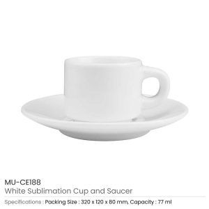 White Cup and Saucer 77ml - Image 3