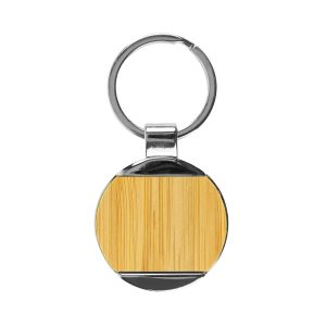 Round Bamboo & Metal Keychains 32mm - Image 4
