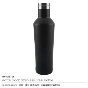 Double Wall Matte Black Stainless Steel Bottles, 500ml - Image 3