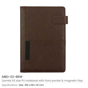 Dorniel A5 PU Notebooks with Front Pocket & Magnetic Flap - Image 8