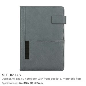 Dorniel A5 PU Notebooks with Front Pocket & Magnetic Flap - Image 6