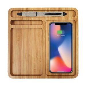 Bamboo 15W Wireless Desk Fast Charging Pad and Organizer - Image 5