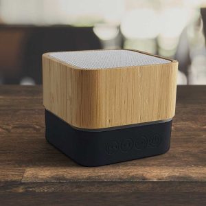 Cube Bamboo Bluetooth Speakers - Image 4