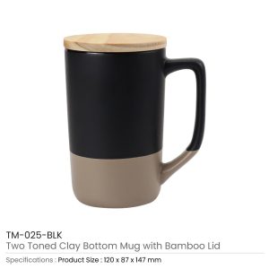 Two-toned Ceramic Mugs with Clay Bottom, Bamboo Lid - Image 5