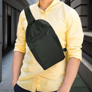 Sling Crossbody Bags In Black Nylon Material - Image 8