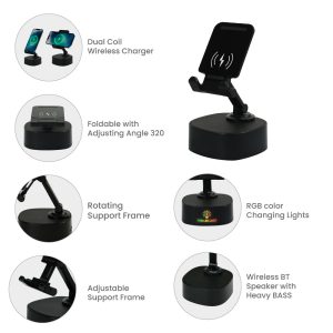 Wireless Fast Charger 15W with BT Speaker and RGB LED Logo - Image 10