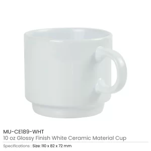 Ceramic Cups 10 Oz Glossy Finish White Color - Image 3