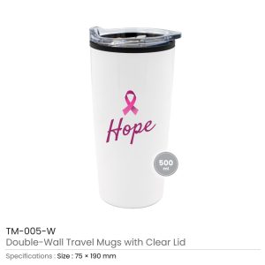 Travel Mugs with Breast Cancer Awareness Logo - Image 3