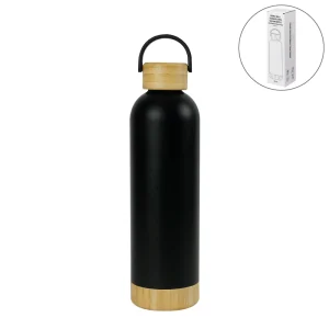 Double Wall SS Bottles with Bamboo Base & Lid 750 ml