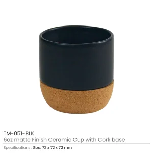 Ceramic Cup with Cork Base 6 oz Matte Finish - Image 4