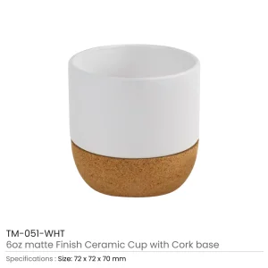 Ceramic Cup with Cork Base 6 oz Matte Finish - Image 3